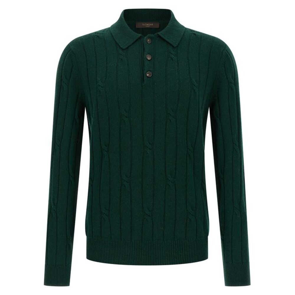 Zanone Men Braided Wool Polo Shirt